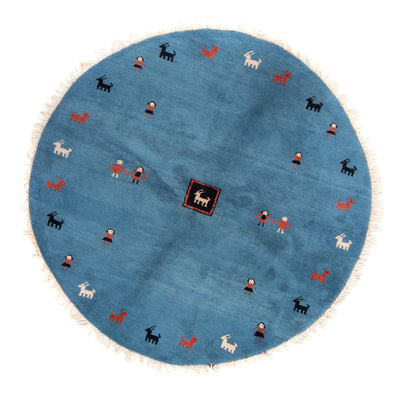 インド ギャベ 絨毯 195x195cm - ウールラグ