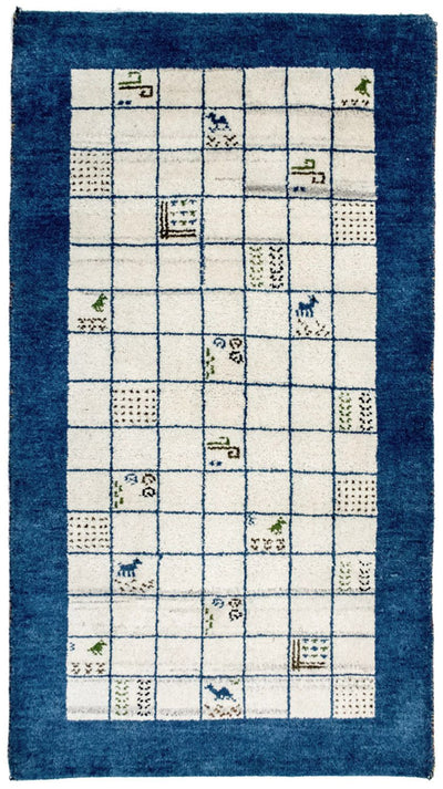 インド ギャベ 絨毯 92x162cm - ウールラグ