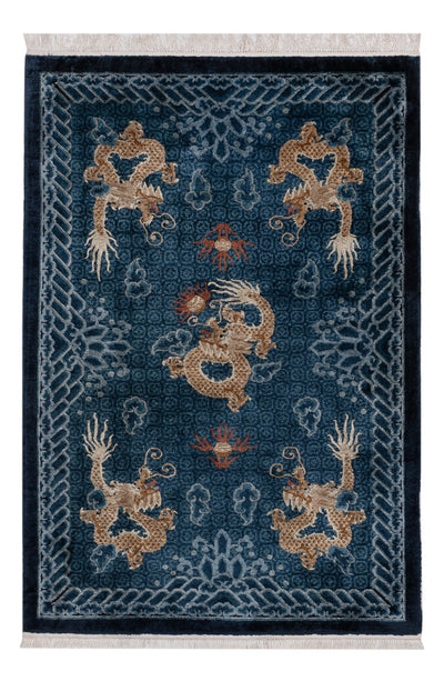 中国シルク 絨毯 123x187cm - オリエンタル絨毯