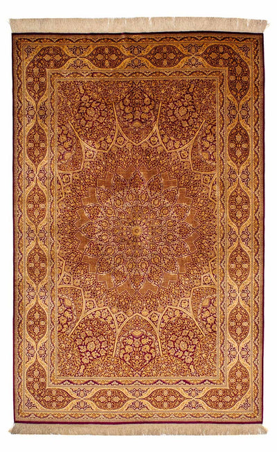 ゴム - シルク 絨毯 132x216cm - ペルシャ絨毯