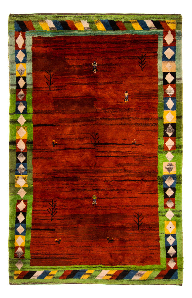 インド ギャベ 絨毯 322x215cm - ウールラグ