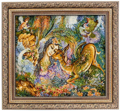 絵画絨毯 90x95cm - オリエンタル絨毯