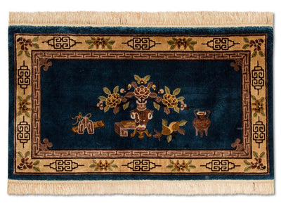 中国シルク 絨毯 69x122cm - オリエンタル絨毯