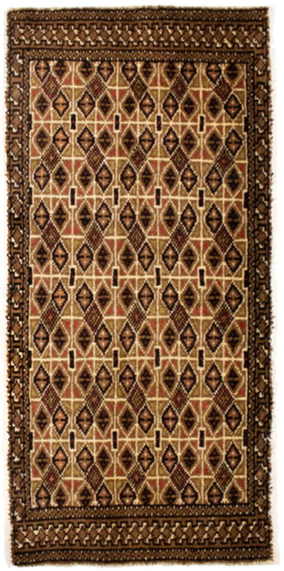トルカマン絨毯 50x100cm - ペルシャ絨毯