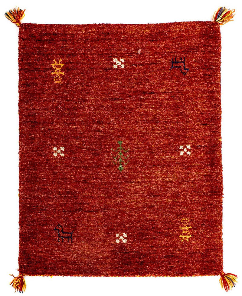 インド ギャベ 絨毯 90x60cm - ウールラグ