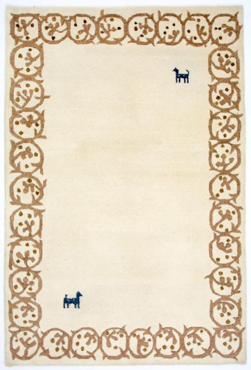 インド ギャベ 絨毯 228x155cm - ウールラグ