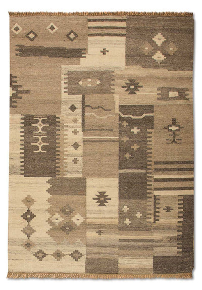 キリム モダン 絨毯 140x200cm - ウールラグ