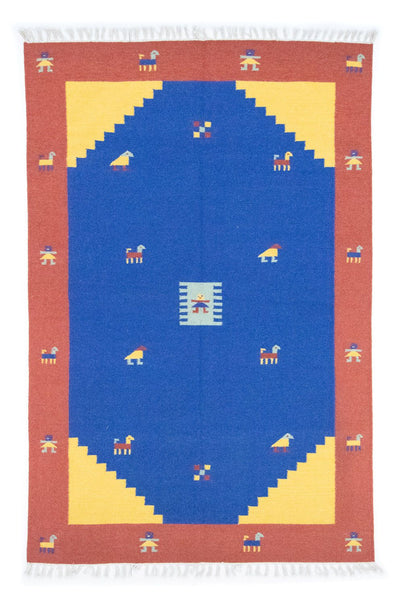 キリム モダン 絨毯 140x200cm - ウールラグ