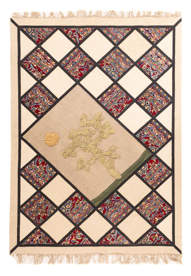 パッチワーク絨毯 200x135cm - ペルシャウールラグ