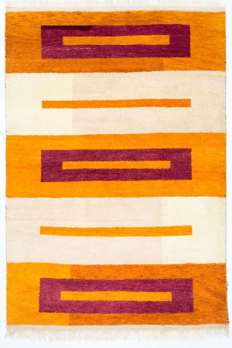 インド ギャベ 絨毯 197x140cm - ウールラグ
