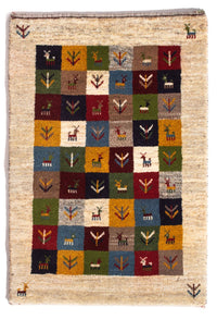 ペルシャギャベ 絨毯 90x62cm - ペルシャウールラグ – product image