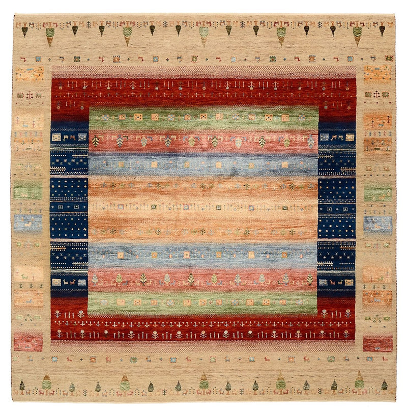 インド ロリバフト 絨毯 203x203cm - ウールラグ