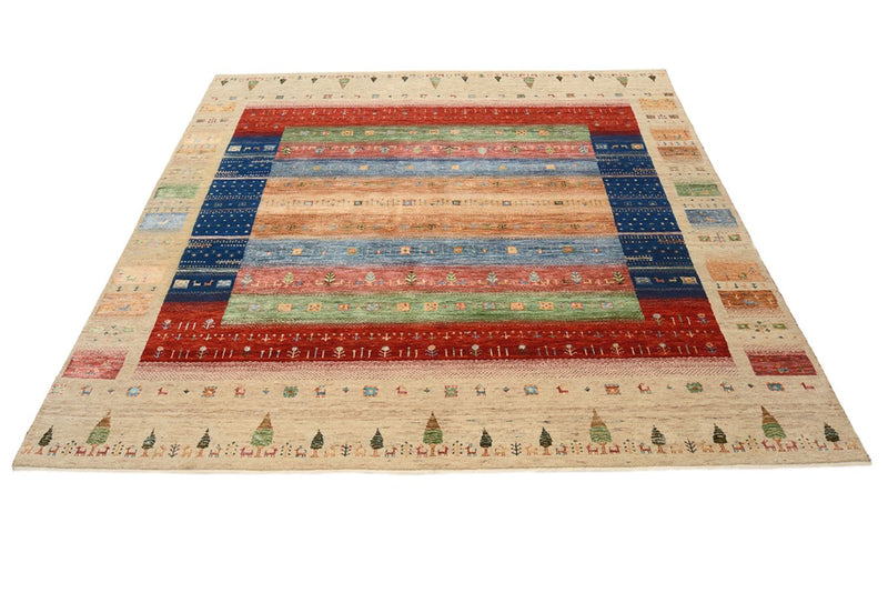 インド ロリバフト 絨毯 203x203cm - ウールラグ