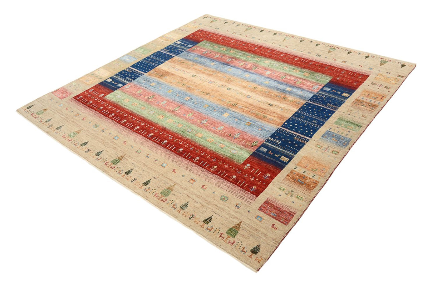 インド ロリバフト 絨毯 203x203cm - ウールラグ