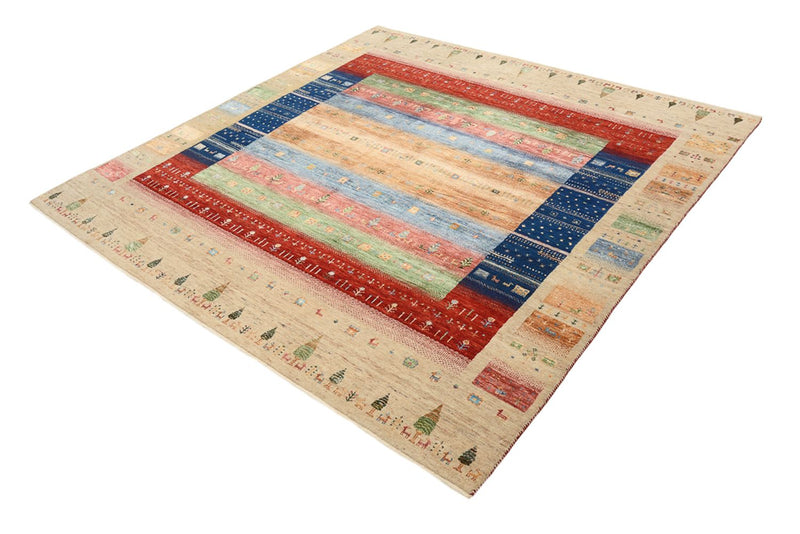 インド ロリバフト 絨毯 203x203cm - ウールラグ