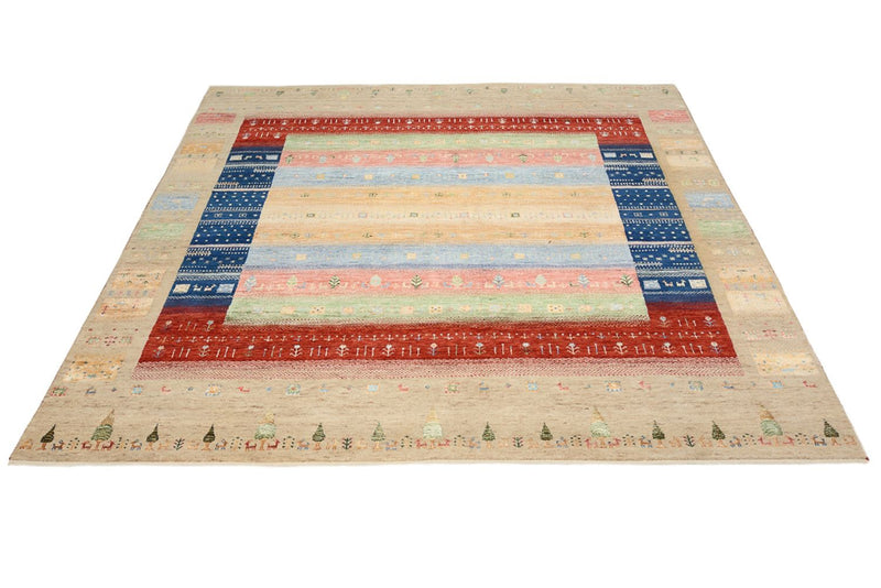 インド ロリバフト 絨毯 203x203cm - ウールラグ