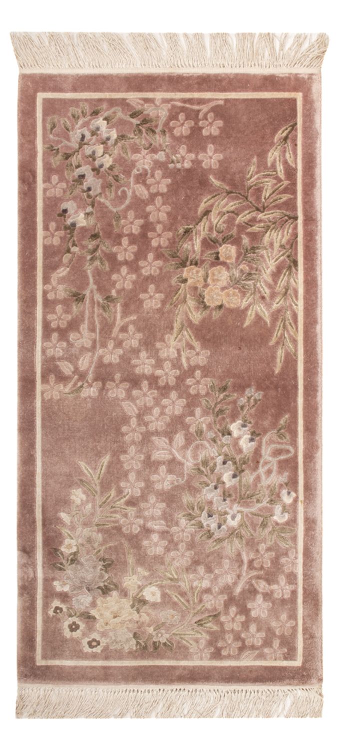 中国シルク 絨毯 123x62cm - オリエンタル絨毯