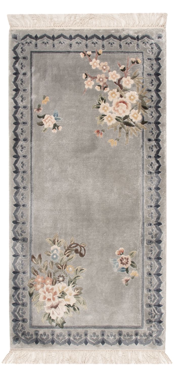 中国シルク 絨毯 124x60cm - オリエンタル絨毯