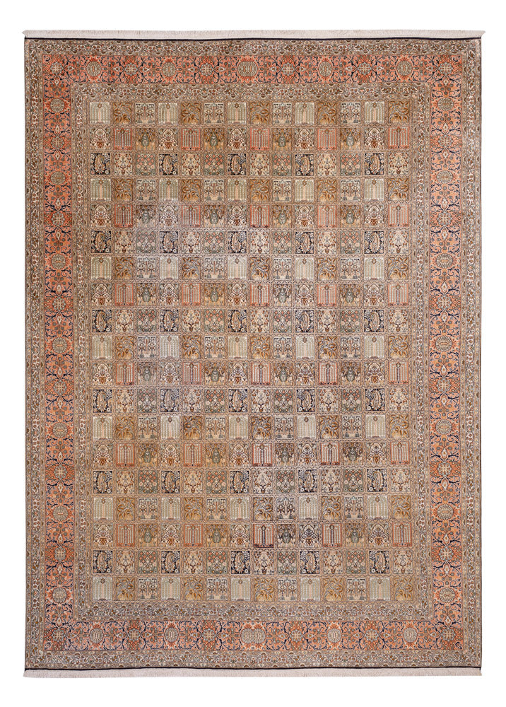 カシミールシルク 絨毯 377x275cm - オリエンタル絨毯