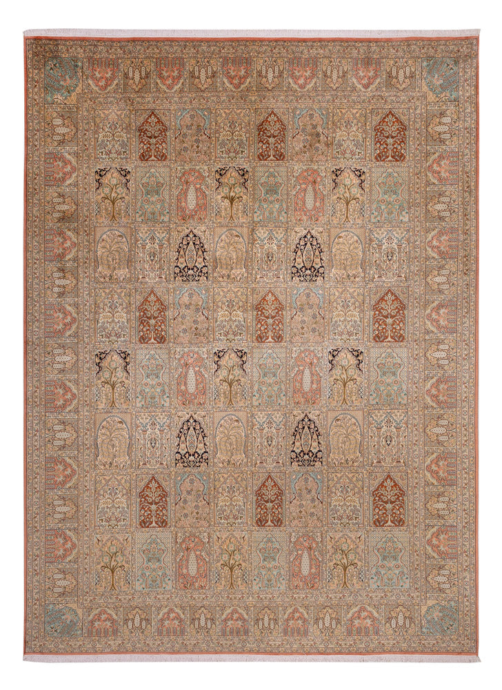 カシミールシルク 絨毯 381x273cm - オリエンタル絨毯