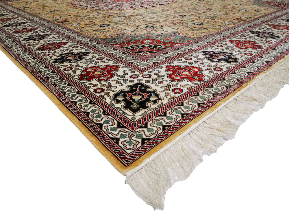 中国シルク 絨毯 373x275cm - オリエンタル絨毯