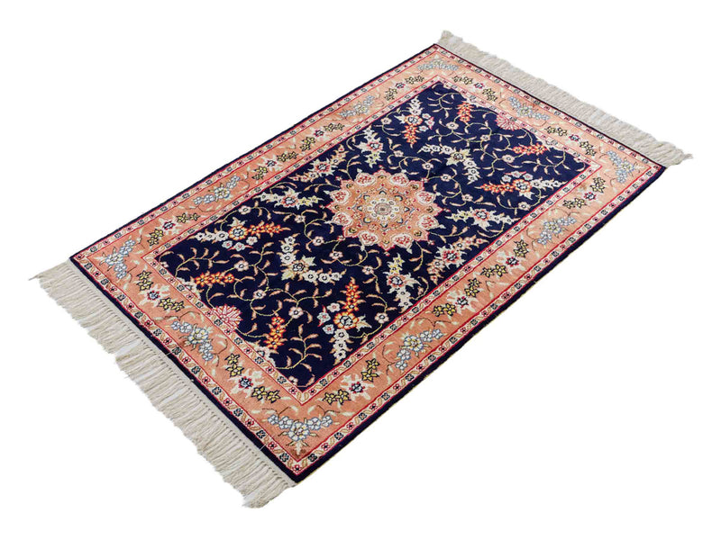 中国シルク 絨毯 122x78cm - オリエンタル絨毯