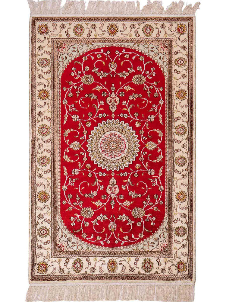 中国シルク 絨毯 122x76cm - オリエンタル絨毯