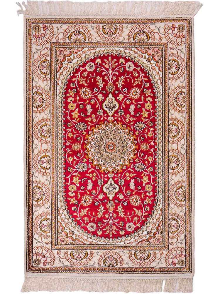 中国シルク 絨毯 122x81cm - オリエンタル絨毯