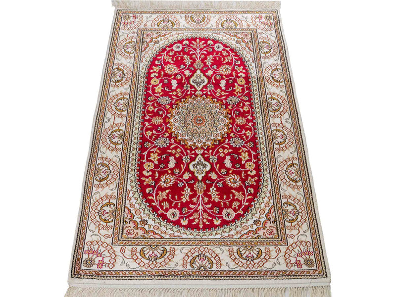 中国シルク 絨毯 122x81cm - オリエンタル絨毯