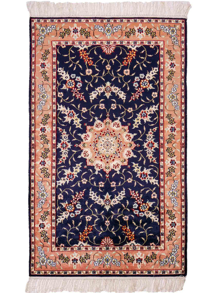 中国シルク 絨毯 123x77cm - オリエンタル絨毯