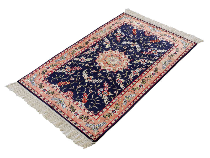 中国シルク 絨毯 123x77cm - オリエンタル絨毯