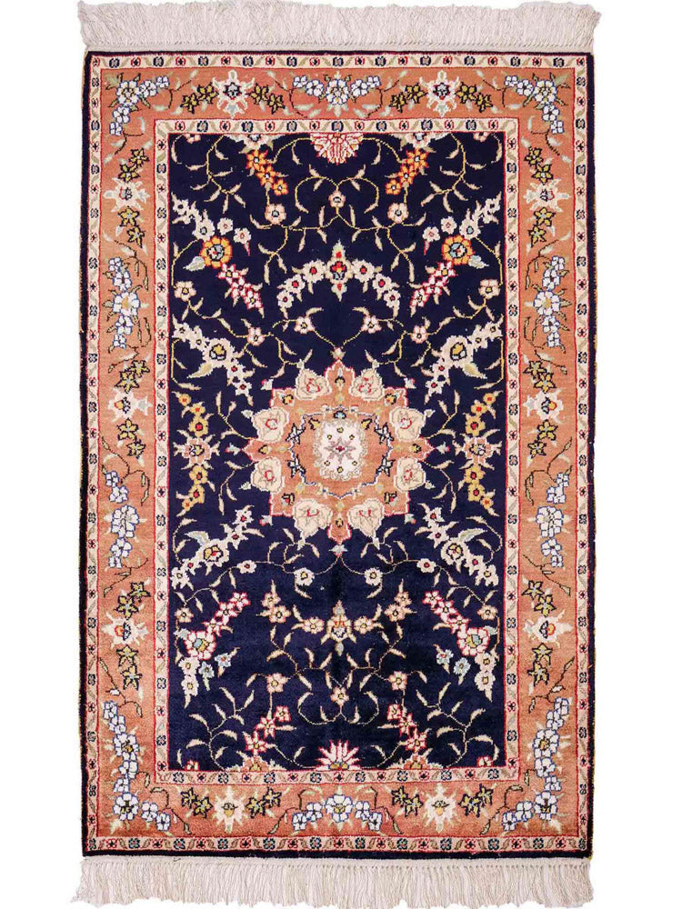 中国シルク 絨毯 123x78cm - オリエンタル絨毯