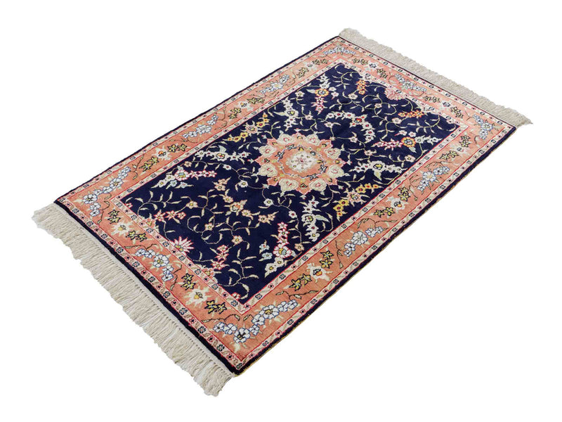 中国シルク 絨毯 123x78cm - オリエンタル絨毯