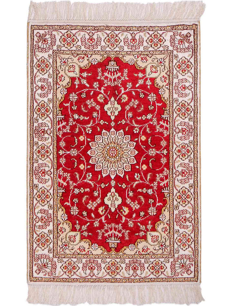 中国シルク 絨毯 90x62cm - オリエンタル絨毯