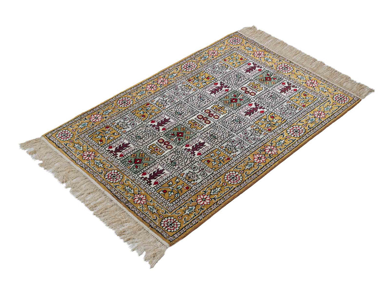 中国シルク 絨毯 93x63cm - オリエンタル絨毯
