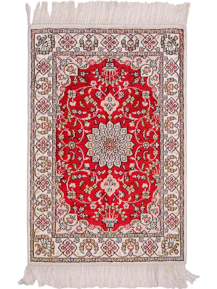 中国シルク 絨毯 89x62cm - オリエンタル絨毯