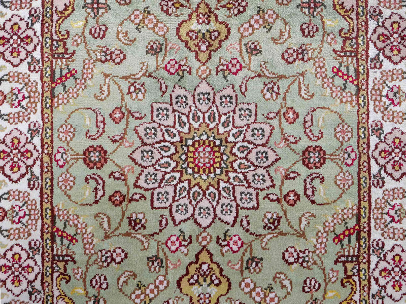 中国シルク 絨毯 92x63cm - オリエンタル絨毯