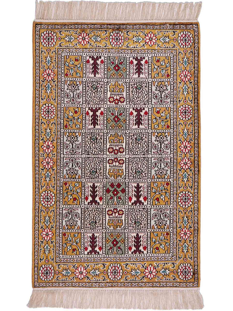 中国シルク 絨毯 92x64cm - オリエンタル絨毯
