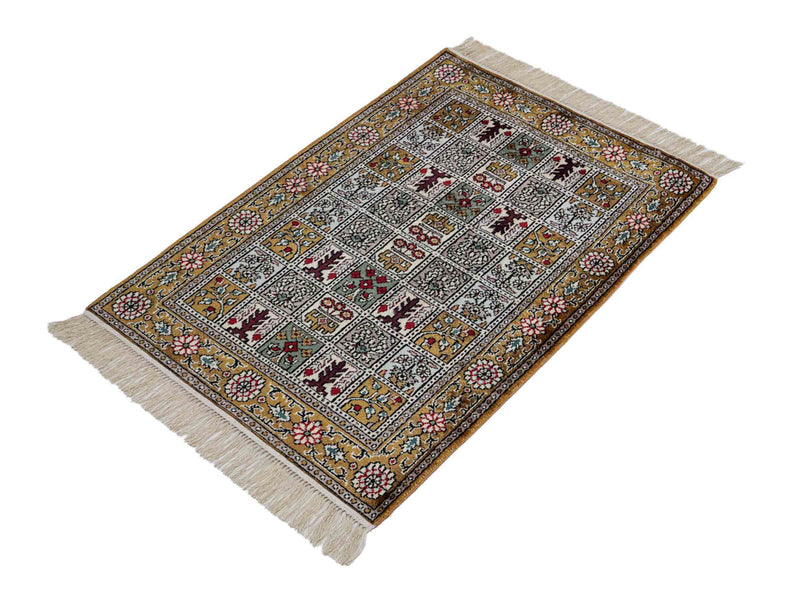 中国シルク 絨毯 92x64cm - オリエンタル絨毯