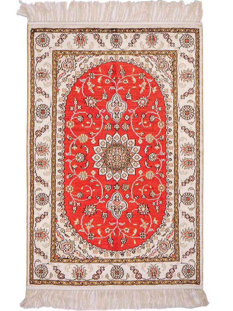 中国シルク 絨毯 93x61cm - オリエンタル絨毯