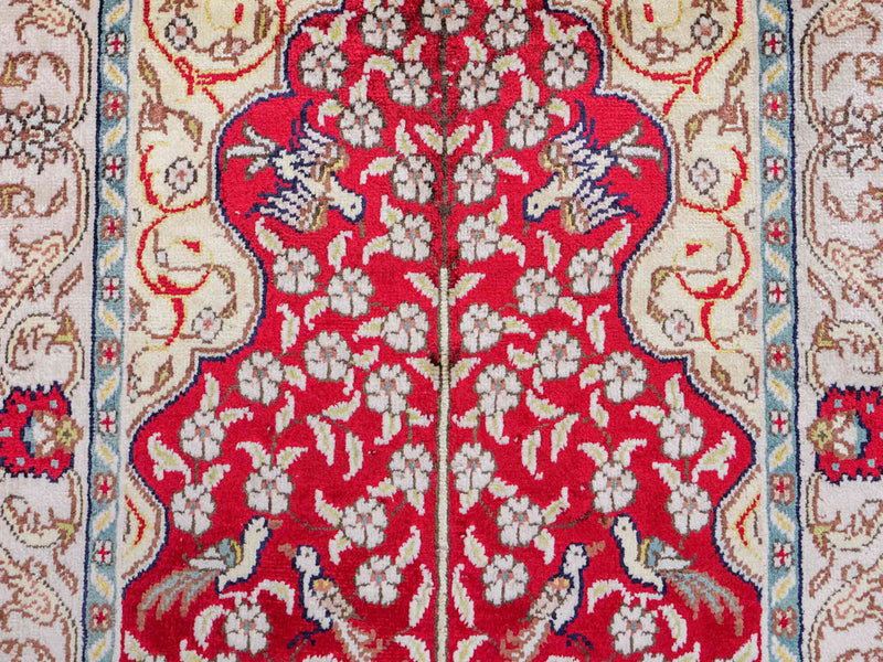 中国シルク 絨毯 87x58cm - オリエンタル絨毯
