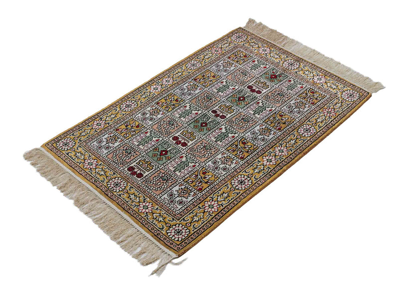 中国シルク 絨毯 92x62cm - オリエンタル絨毯