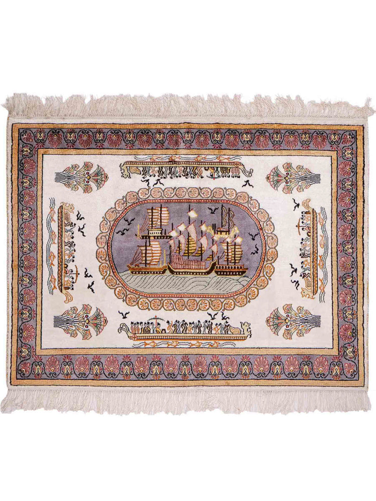 中国シルク 絨毯 121x95cm - オリエンタル絨毯