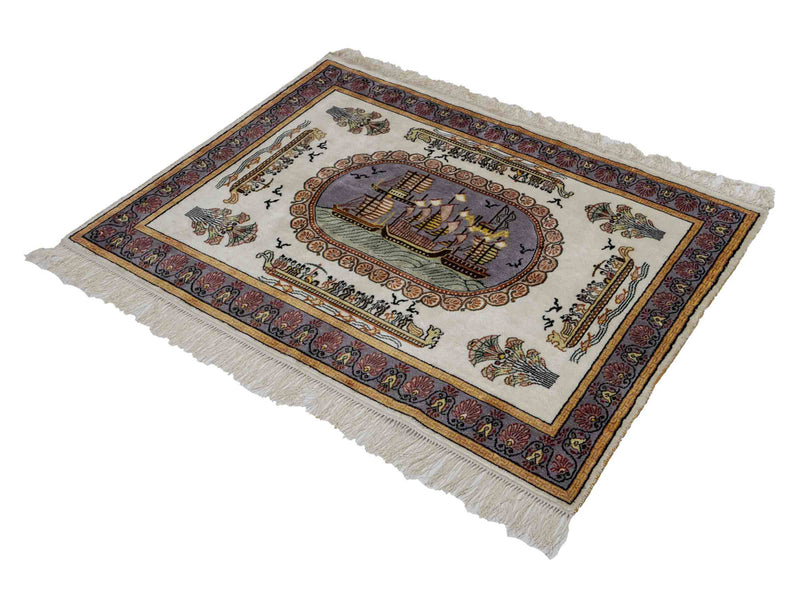 中国シルク 絨毯 121x95cm - オリエンタル絨毯