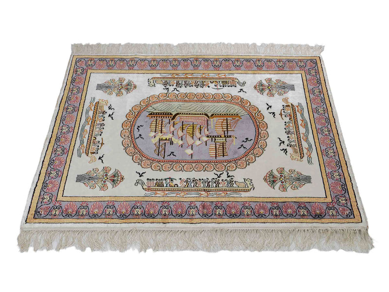 中国シルク 絨毯 121x95cm - オリエンタル絨毯