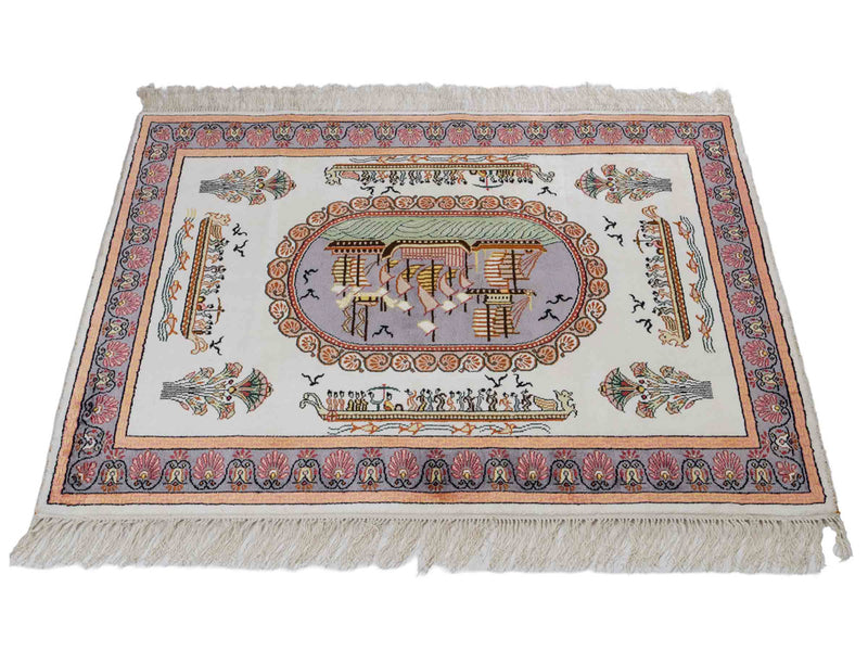 中国シルク 絨毯 123x91cm - オリエンタル絨毯