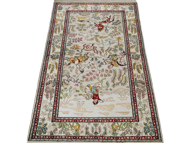 中国シルク 絨毯 150x88cm - オリエンタル絨毯