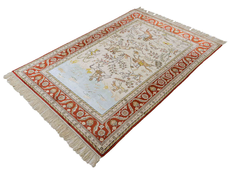 中国シルク 絨毯 178x123cm - オリエンタル絨毯