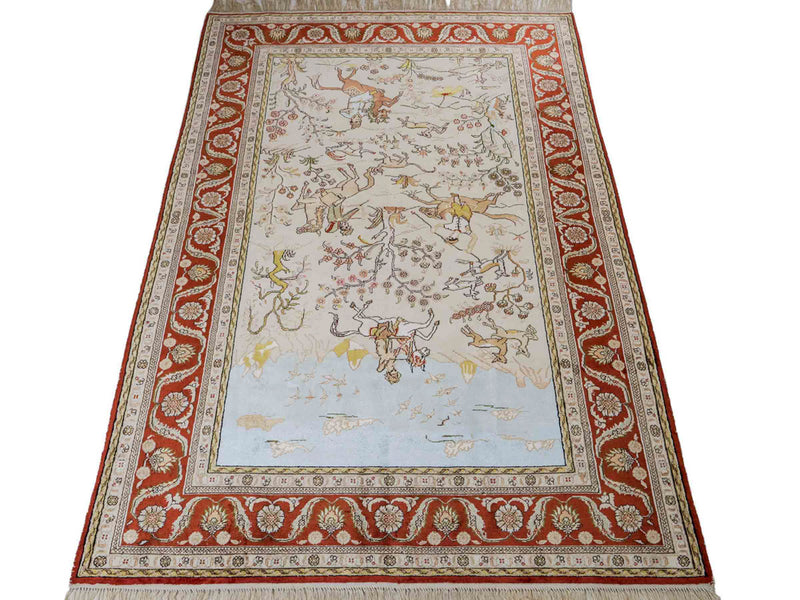 中国シルク 絨毯 178x123cm - オリエンタル絨毯