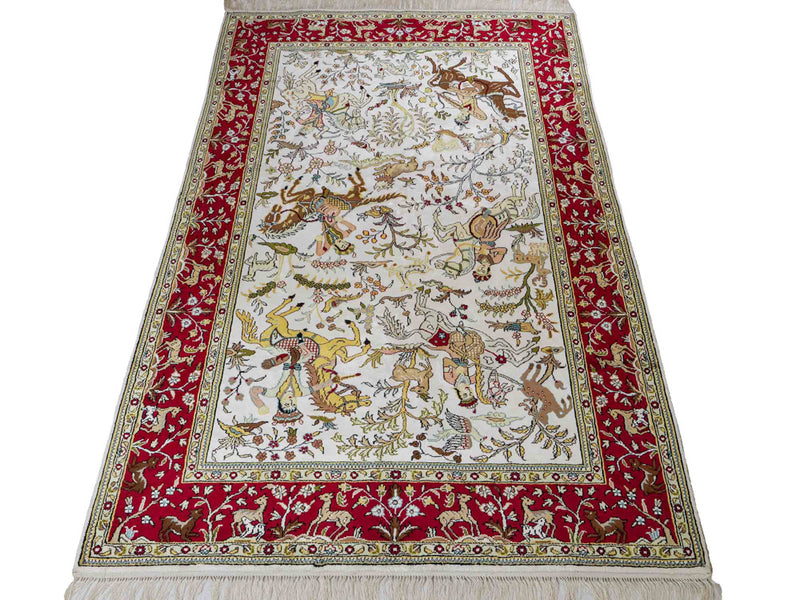 中国シルク 絨毯 180x123cm - オリエンタル絨毯